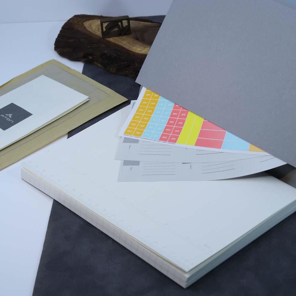 Laton Tıla A5 Keten Kumaş Sert Kapaklı Defter  Black & White