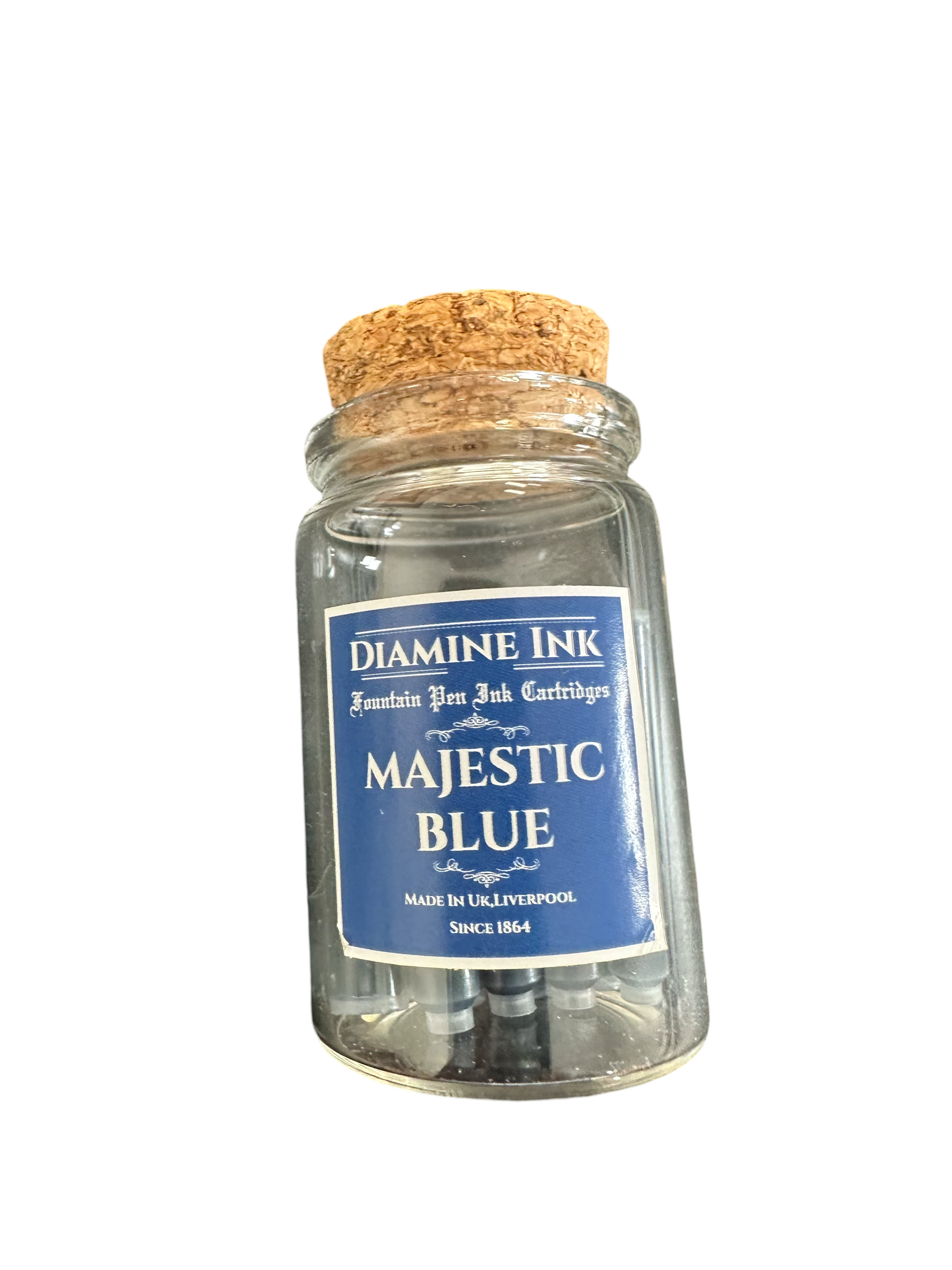 Diamine Mantar Kapak Cam Şişe 12'li Kartuş Seti Majestic Blue