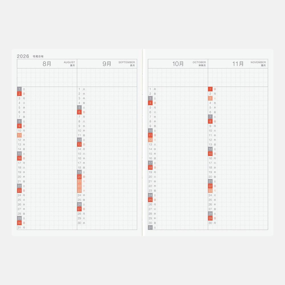 Hobonichi Techo Ajanda   - Original A6 Japanese - Monday Start Week - 2026 Jan Start