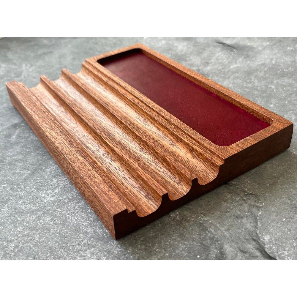 Aegan Leather Maun Kalem Tepsi & Mürekkep Standı Vişne