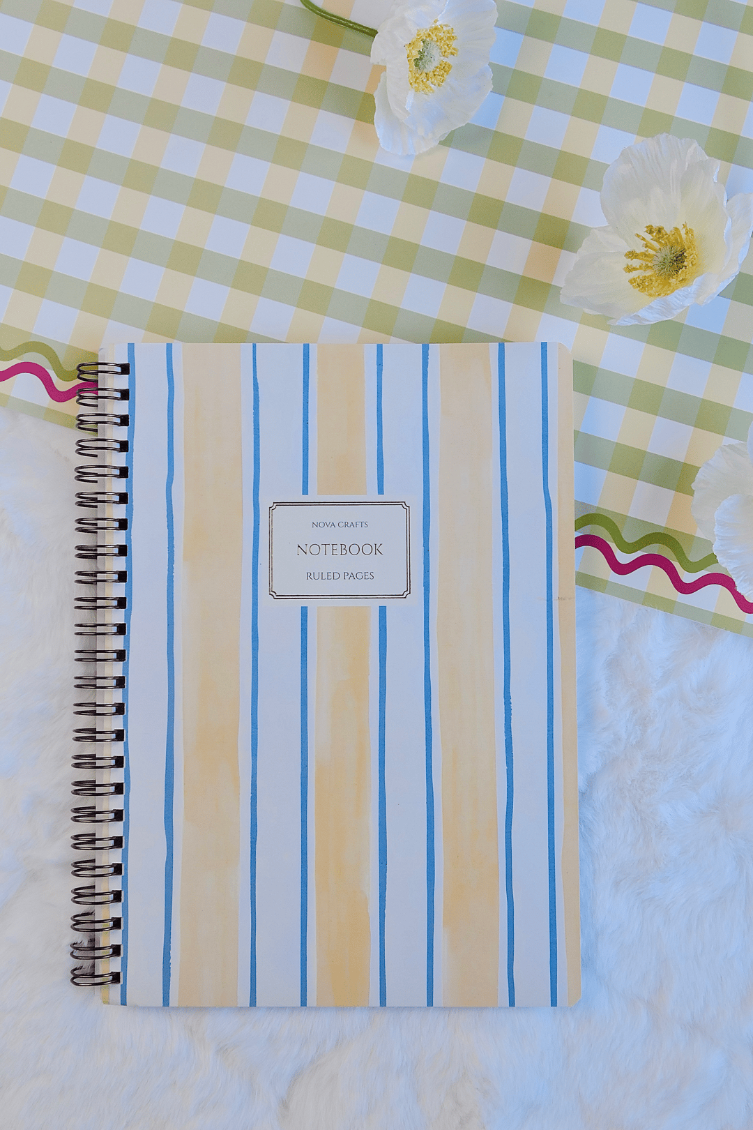 Nova Crafts Yaldızlı Spiralli Sarı Çizgili Defter