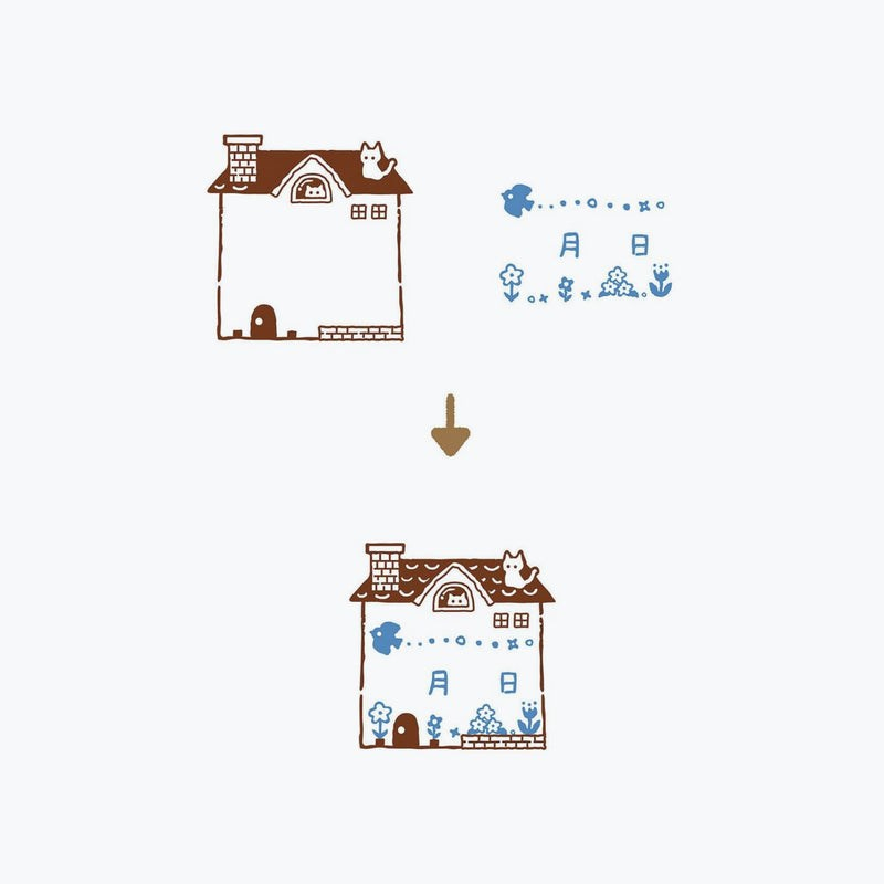 Kutsuwa Kaydırmalı Damga Hancoco Slide Stamp- Bird/Cat House  DE018C