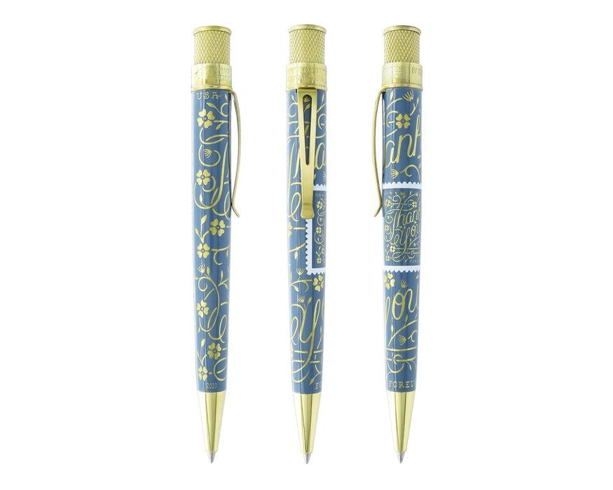 Retro 51 USPS Thank You Stamp Roller Kalem Blue Gray PRR-2259