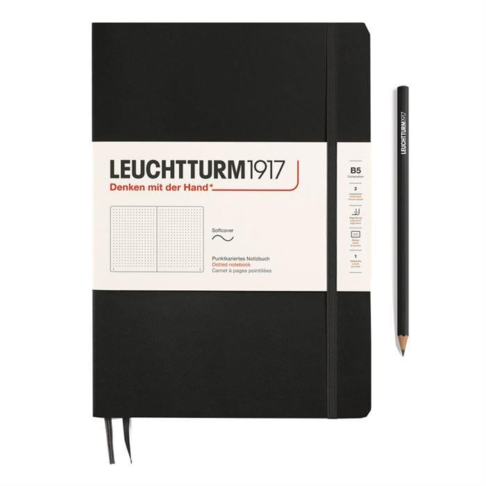 Leuchtturm1917 Composition Notebook, B5, Yumuşak Kapak, 123 Sayfa Not Defteri, Noktalı, Black 349298
