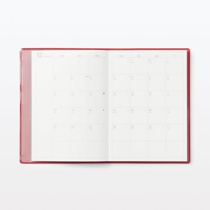 Muji 2024 Monthly/Weekly Planner - Monday Start B6 Ajanda Kırmızı