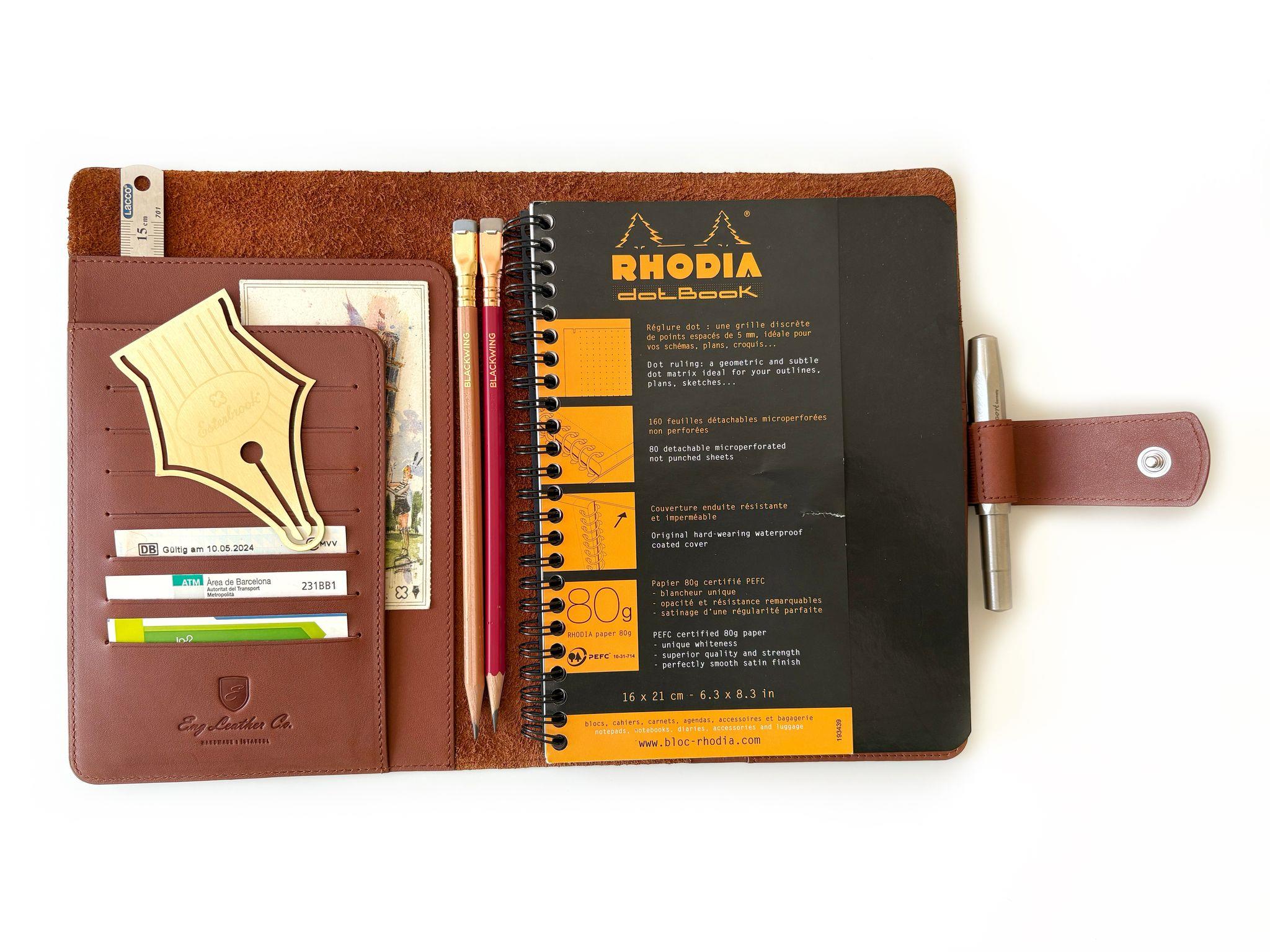 Eng Leather A5 Ebatlı Deri Defter Kılıfı ve Organizer Toffee Brown
