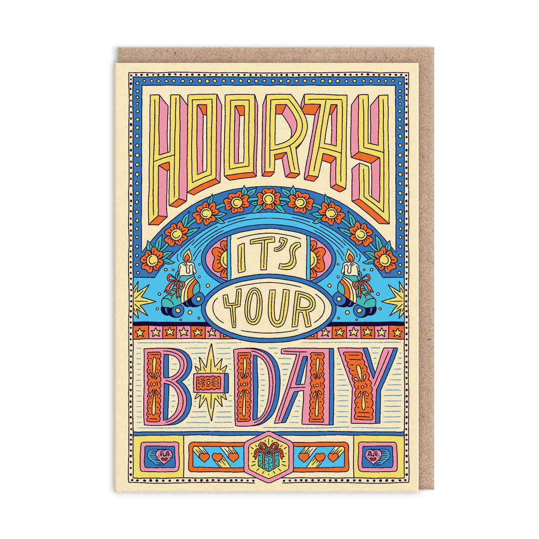 Ohh Deer Frieda Ruh Tasarımı A6 Kartpostal Hooray It's your Bday 9843