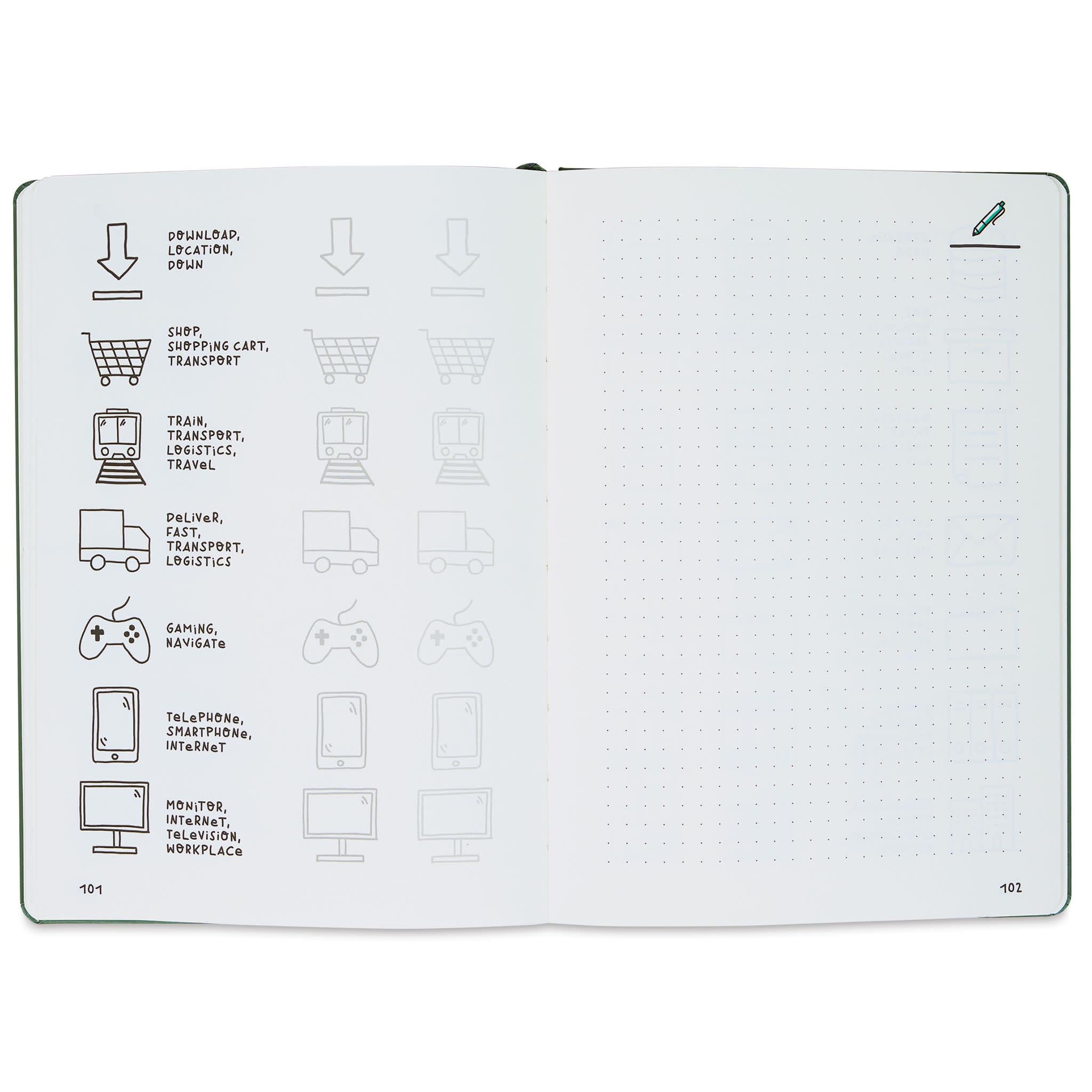 Leuchttrum 1917 Sketchnote Journal, Hardcover Medium (A5), Olive Çizim Defter 366212