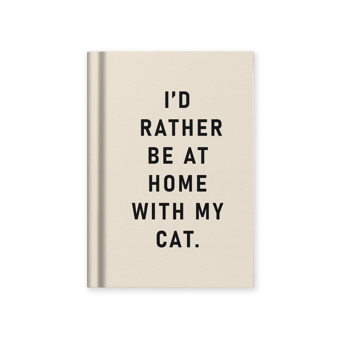 Ohh Deer Tasarımı A7 112 Sayfa Kumaş Sert Kapak Çizgili Defter I'd Rather Be At Home With my Cat 13283