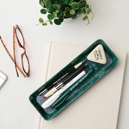 Hightide  Penco Marbled Melamin Kalem Tepsisi Green