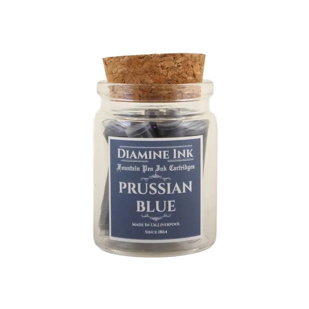 Diamine Mantar Kapak Cam Şişe 12'li Kartuş Seti Prussian Blue