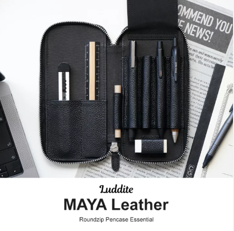 Luddite Limited Edition Hand Made Maya Derisi Fermuarlı Kalemlik Black