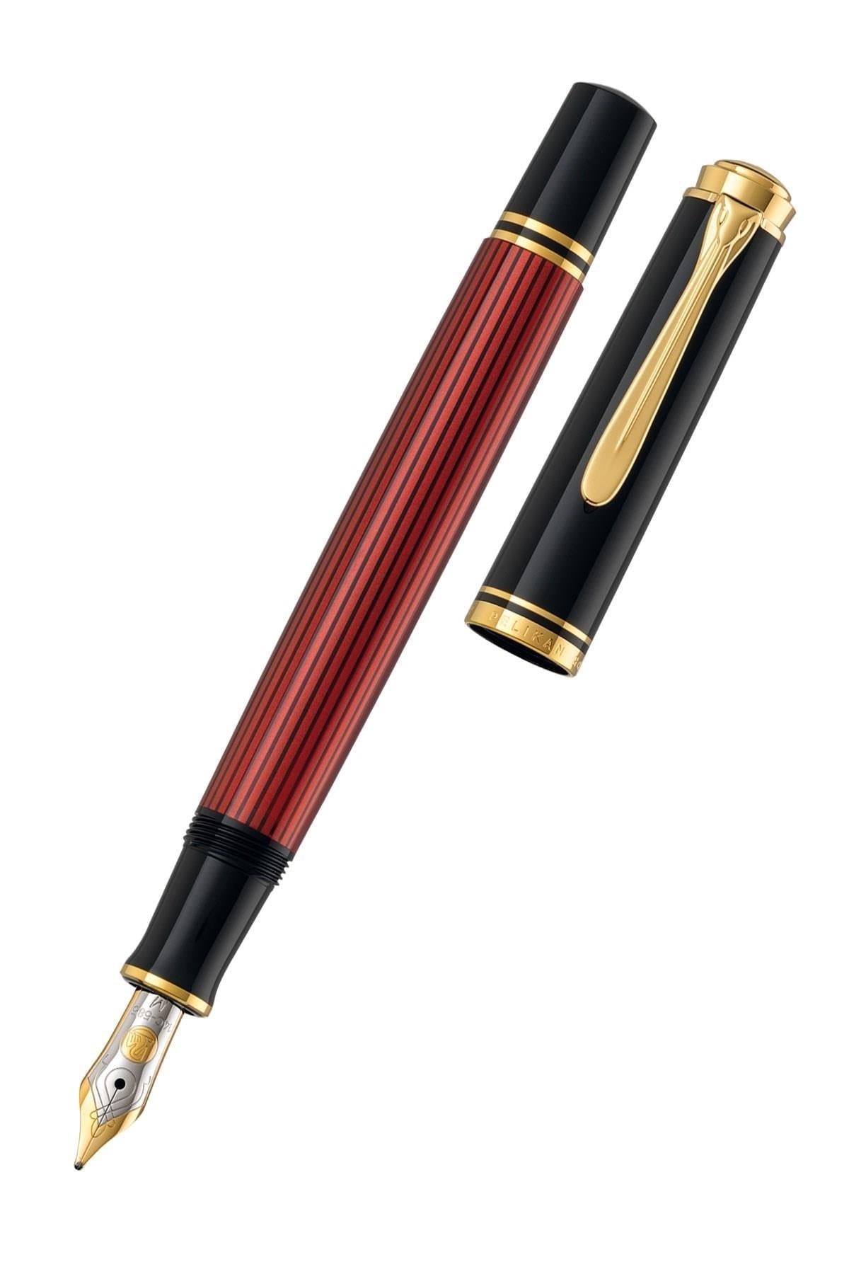Pelikan Souveran Series M600 Burgundy Black Fountain Dolma Kalem EF Uç