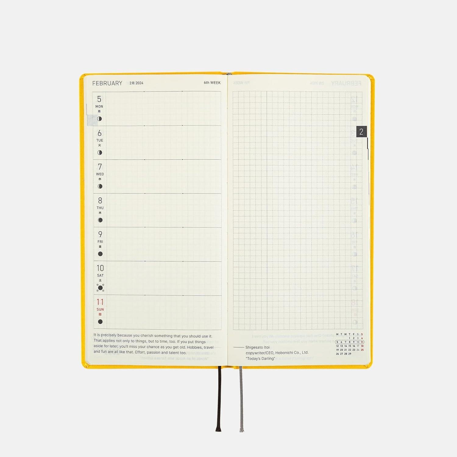 Hobonichi Techo Weeks Japanese Version 2024 Jan. Start Poppin' Yellow