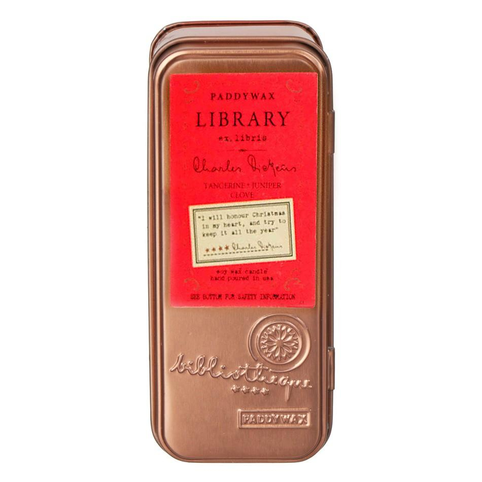 Paddywax Library Candle Two Wick Travel Tin Teneke Mum Charles Dickens