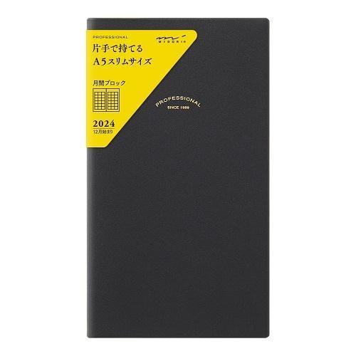 Midori 2024 Handbook PRD Slim Monthly Block Black