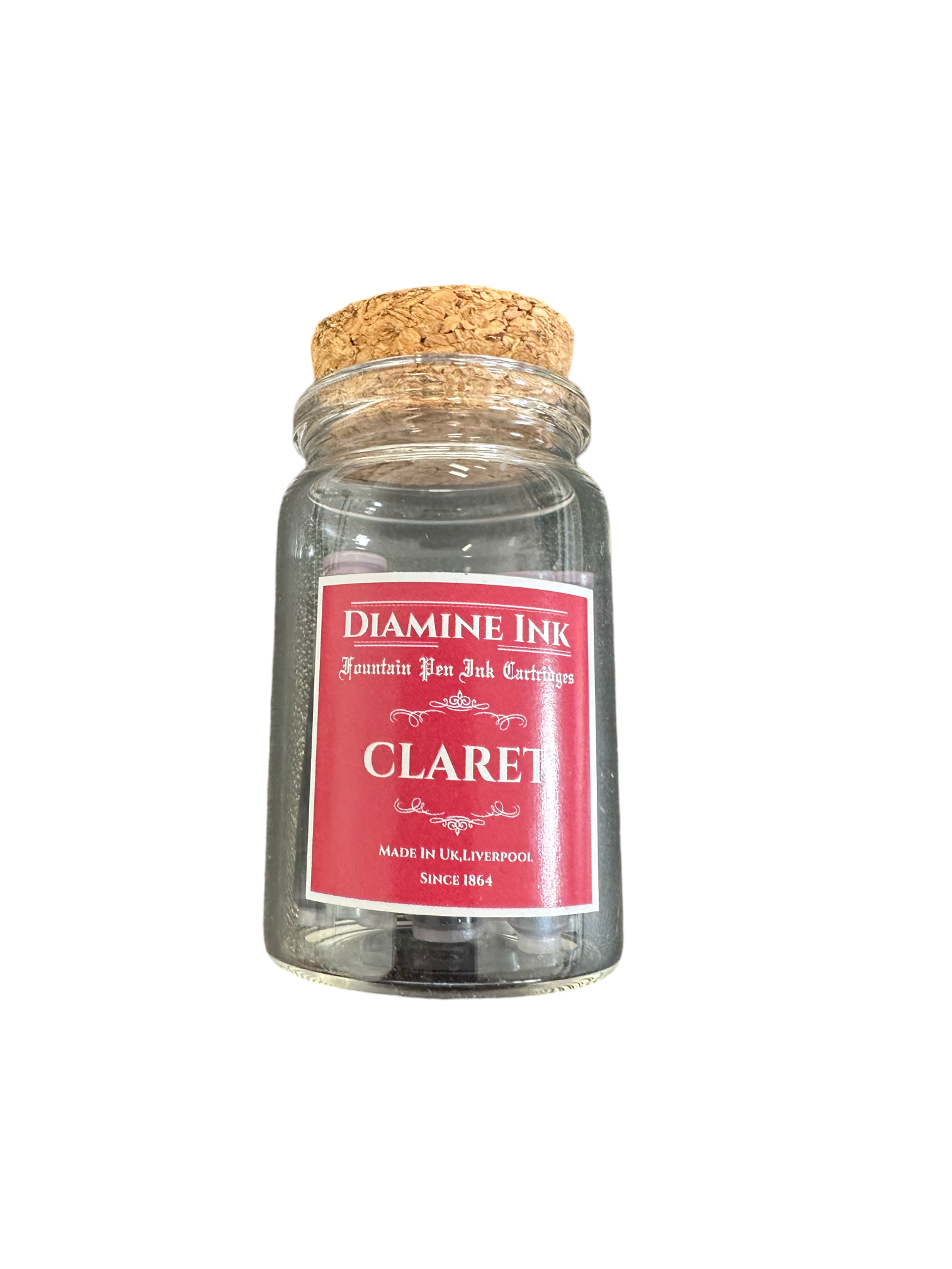 Diamine Mantar Kapak Cam Şişe 12'li Kartuş Seti Claret