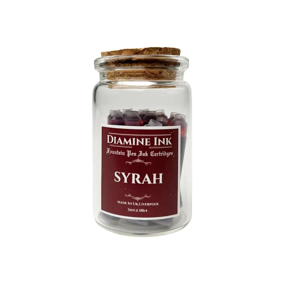 Diamine Mantar Kapak Cam Şişe 12'li Kartuş Seti Syrah