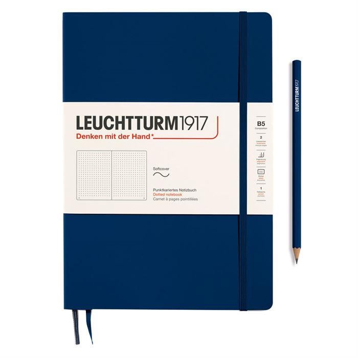 Leuchtturm1917 Composition Notebook, B5, Yumuşak Kapak, 123 Sayfa Not Defteri, Noktalı, Navy 349301