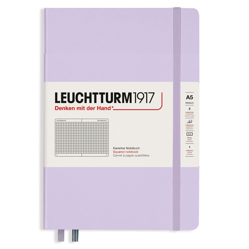 Leuchtturm1917 Not Defteri Orta Boy (A5), Sert Kapak, 251 Numaralandırılmış Sayfa, Kareli, Lilac 365483