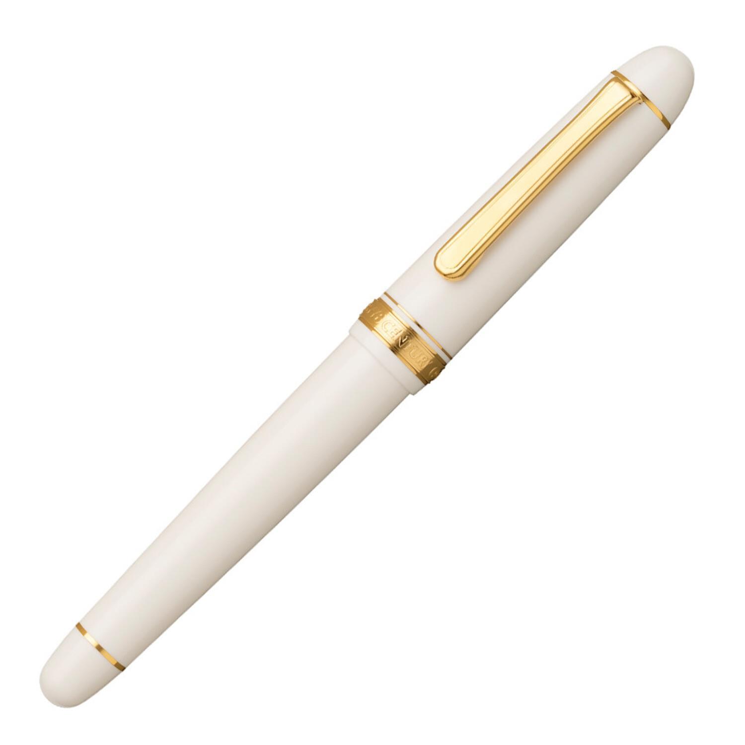Platinum  #3776 Century Dolma Kalem PNB 13000 Gold Trim 2 Chenonceau White SF Soft Fine
