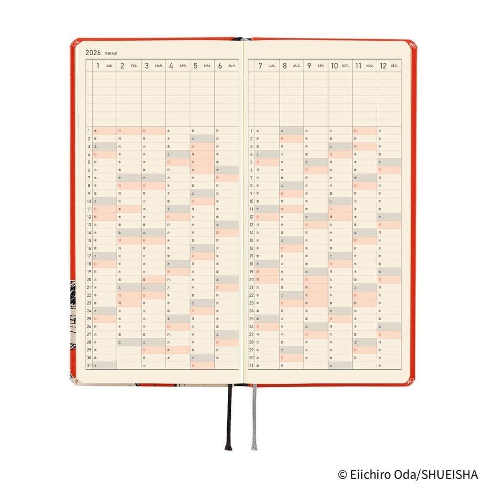 
Hobonichi Ajanda Techo Weeks - English - ONE PIECE magazine: Straw Hat Luffy (Red) - 2026 Jan Start