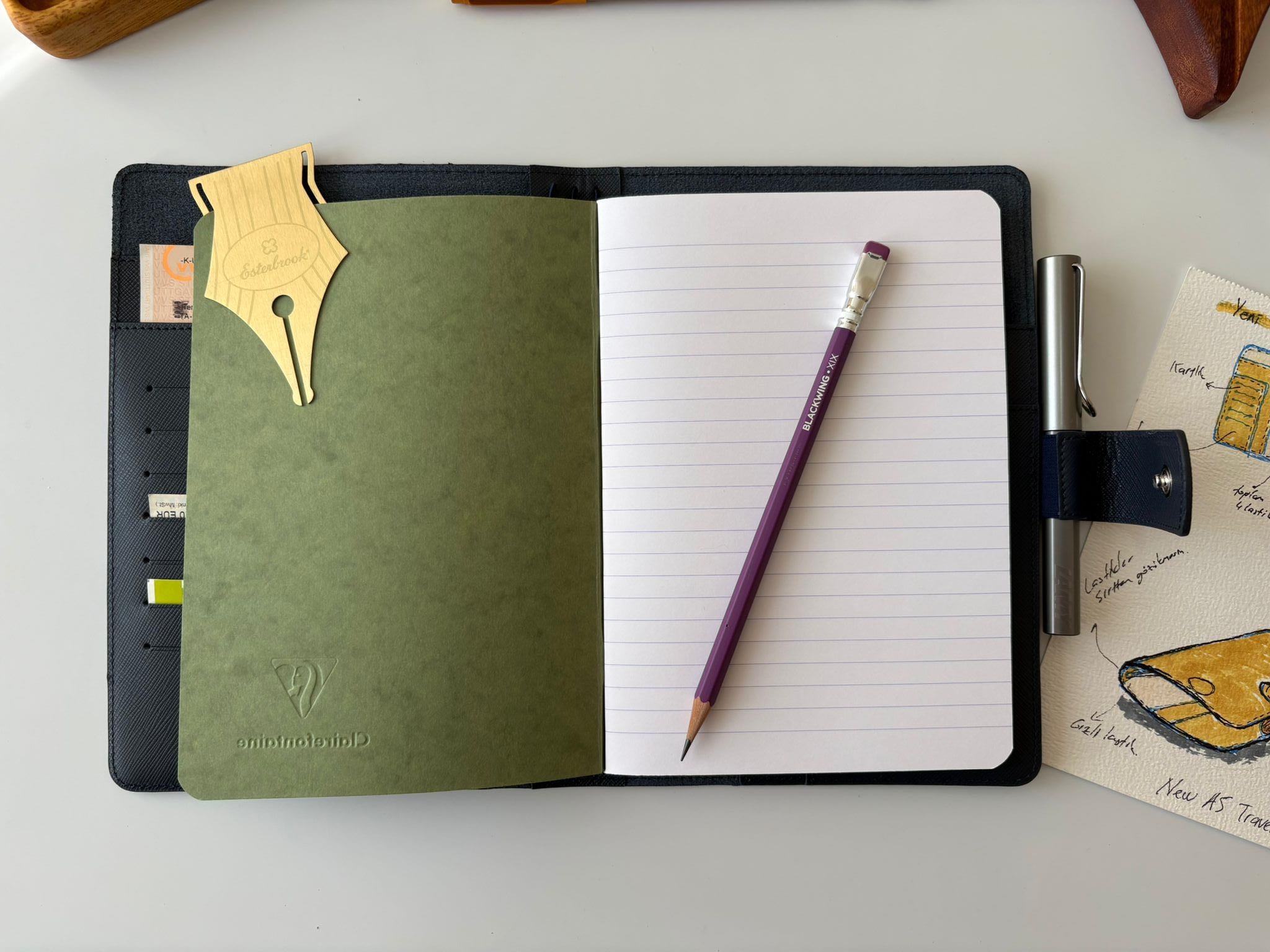 Eng Leather Saffiano Deri Koleksiyonu  A5 Defter & Kalem Çantası Deep Teal