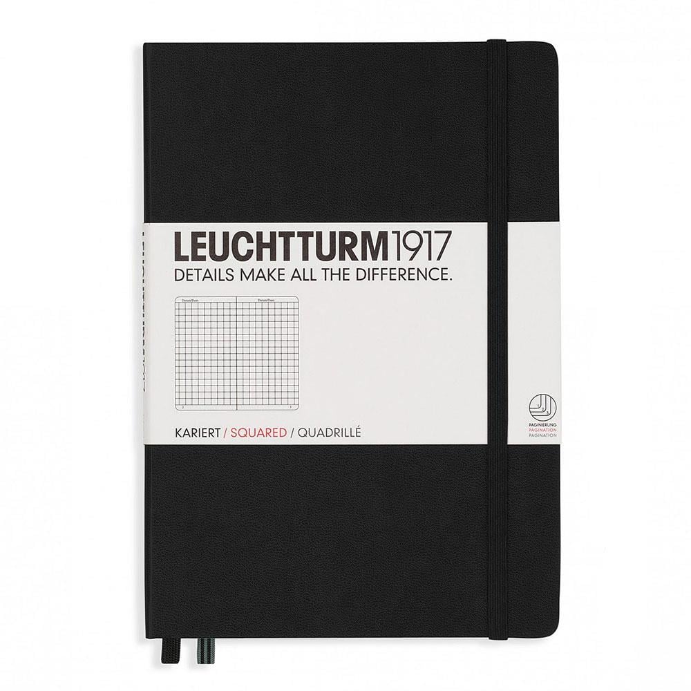 Leuchttrum 1917 Medium(A5) Sert Kapak, 251 Numaralandırılmış Kareli Sayfa Defter Black 315928