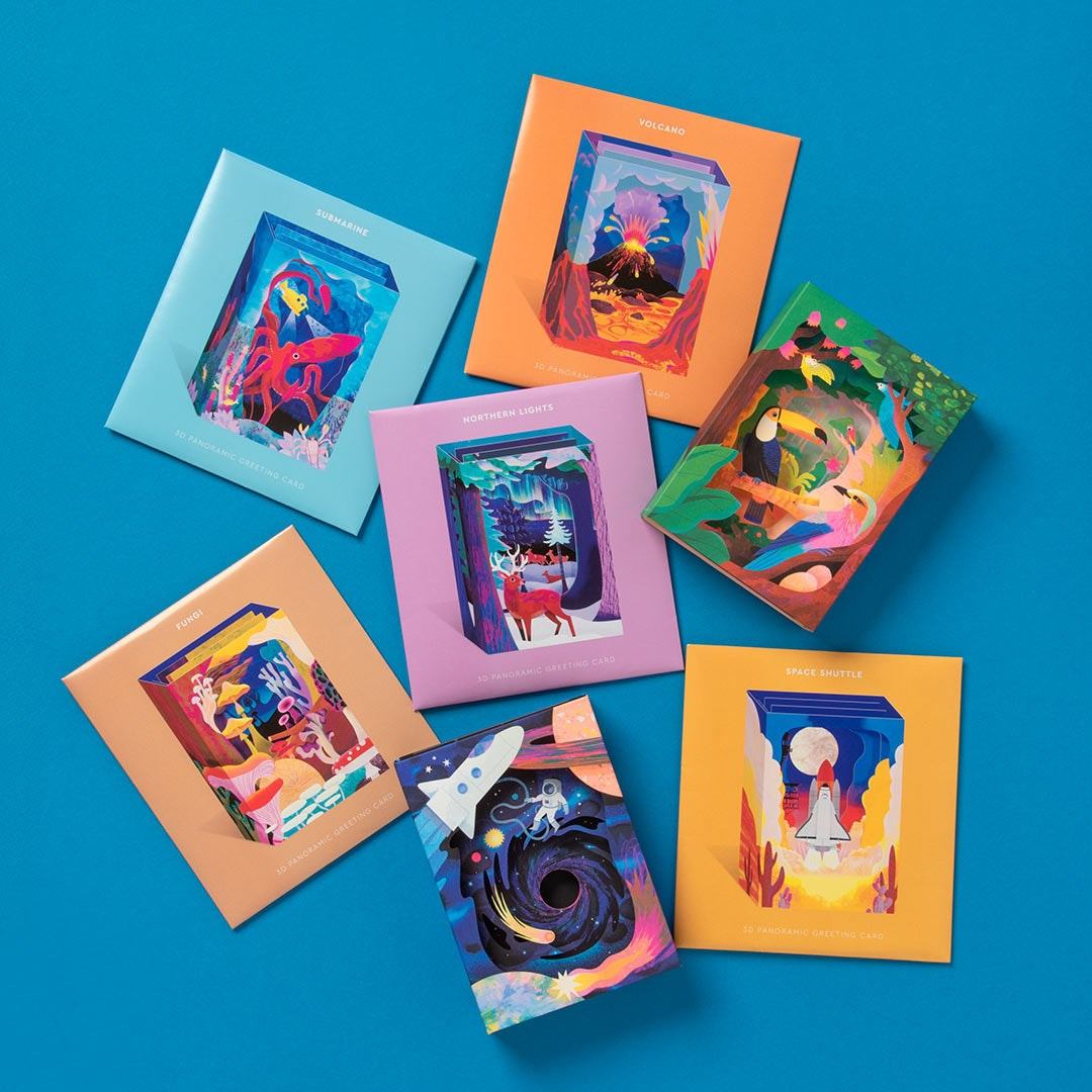 Ohh Deer Natasha Durley Tasarımı 3D Katmanlı Kartpostal Northern Lights 13678