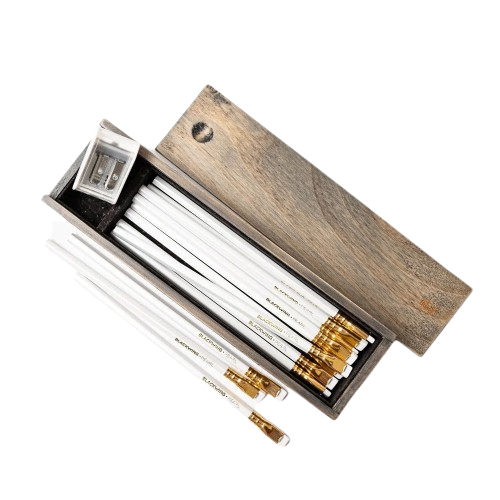Blackwing Rustic Çam Ağacından Hediye Kutusu & Pearl 12 Kalem & Kalemtraş Seti