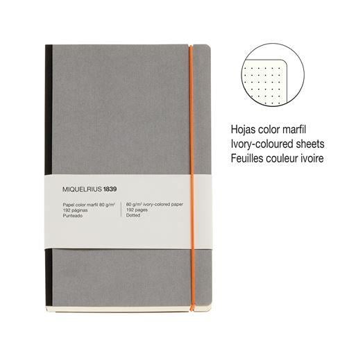 Miquelrius Retro Sert Kapak A5 Noktalı Lastikli Defter - Gri