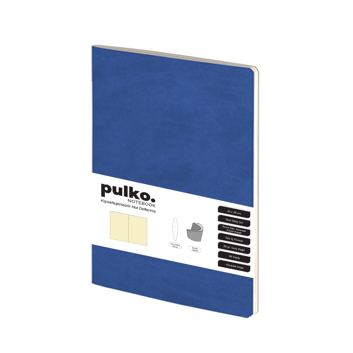 Pulko Terzi Dikiş 20 x 28 cm Çizgisiz 80 gr Ivory Defter Lacivert