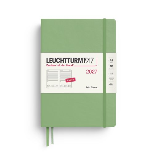 Leuchtturm1917 Planner 2027 - 12M Günlük Planner Medium A5 2027 İngilizce Sage 400328