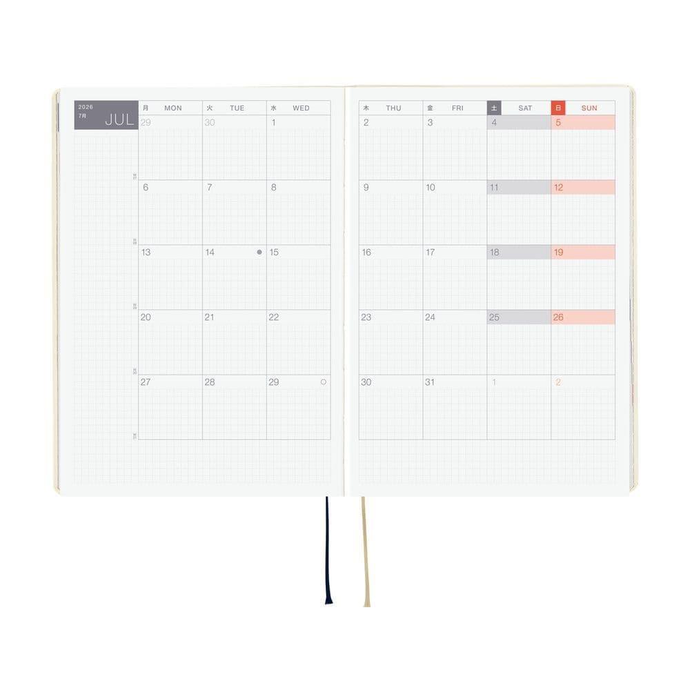 Hobonichi  Ajanda Techo HON - A5 English - Slash (Ivory) - 2026 Jan Start