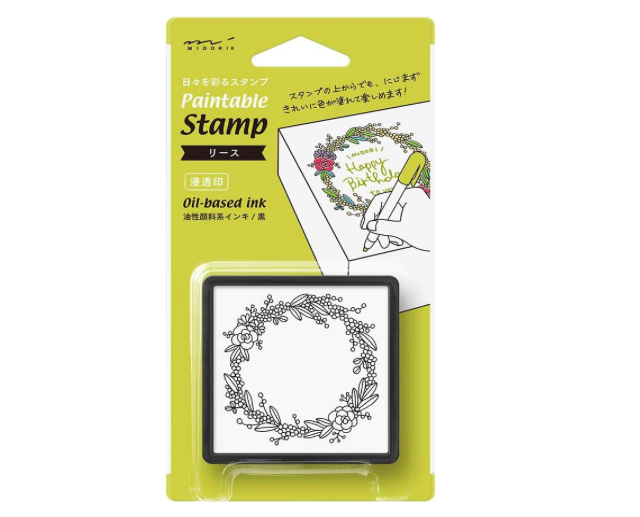 Midori Paintable Penetration Stamp Damga - Large Size - Wreath Pattern  35403006