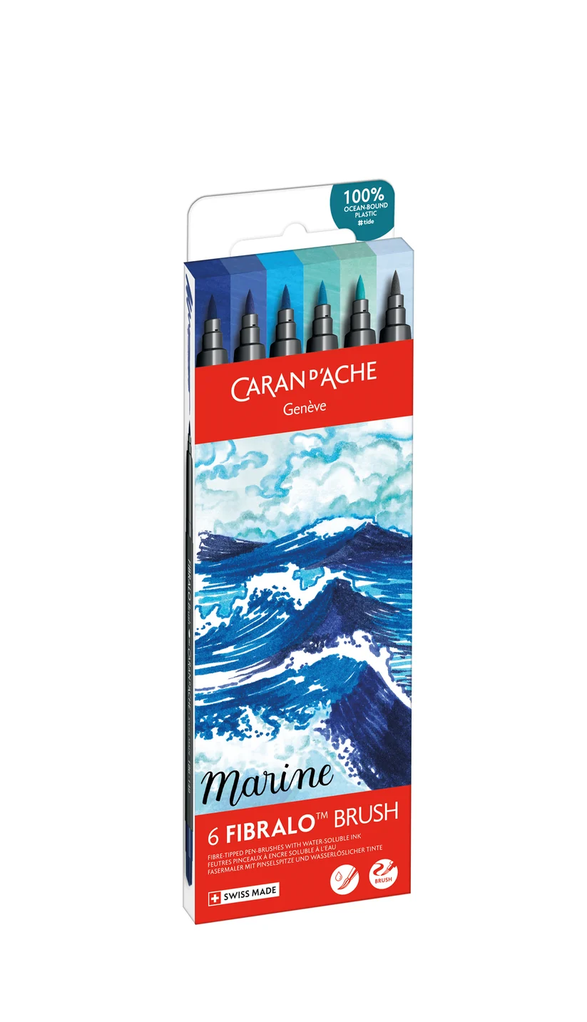 Caran d'Ache Fibralo™ Brush Marine 6'Lı Keçeli Kalem Seti 186-805
