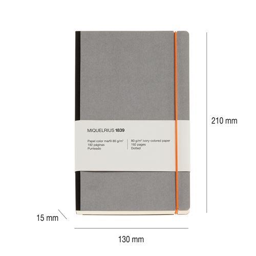 Miquelrius Retro Sert Kapak A5 Noktalı Lastikli Defter - Gri