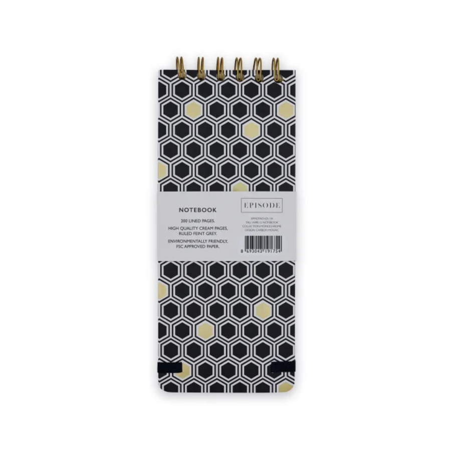 Episode Monochrome Carbon Mosaic Dikey Spiralli Defter