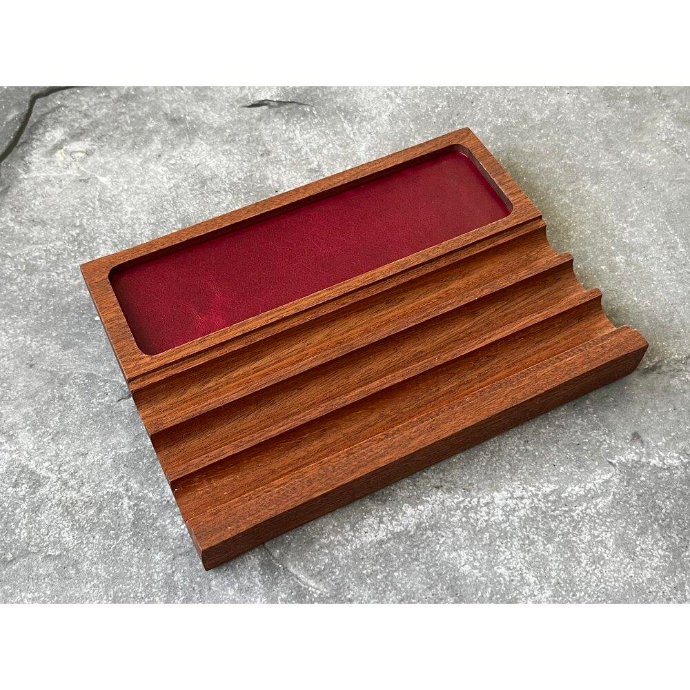 Aegan Leather Maun Kalem Tepsi & Mürekkep Standı Vişne