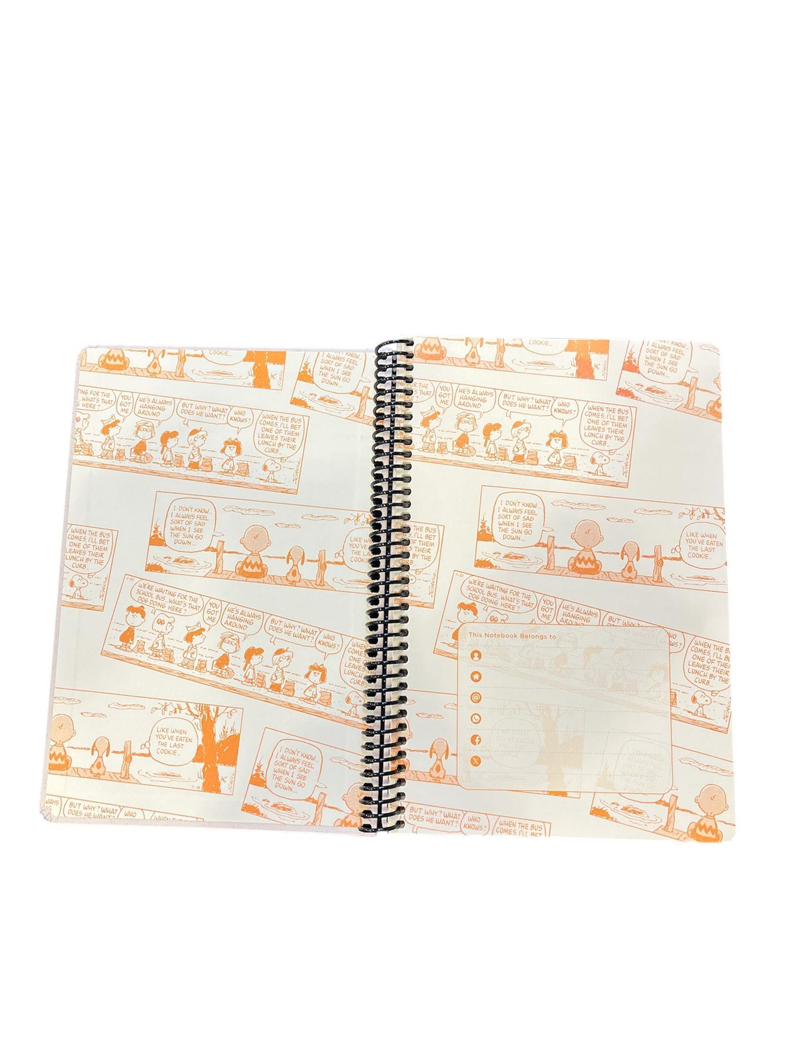 Gıpta Sert Kapaklı 17 x 24 cm 96 Sayfa Çizgili Telli Defter Snoopy Krem