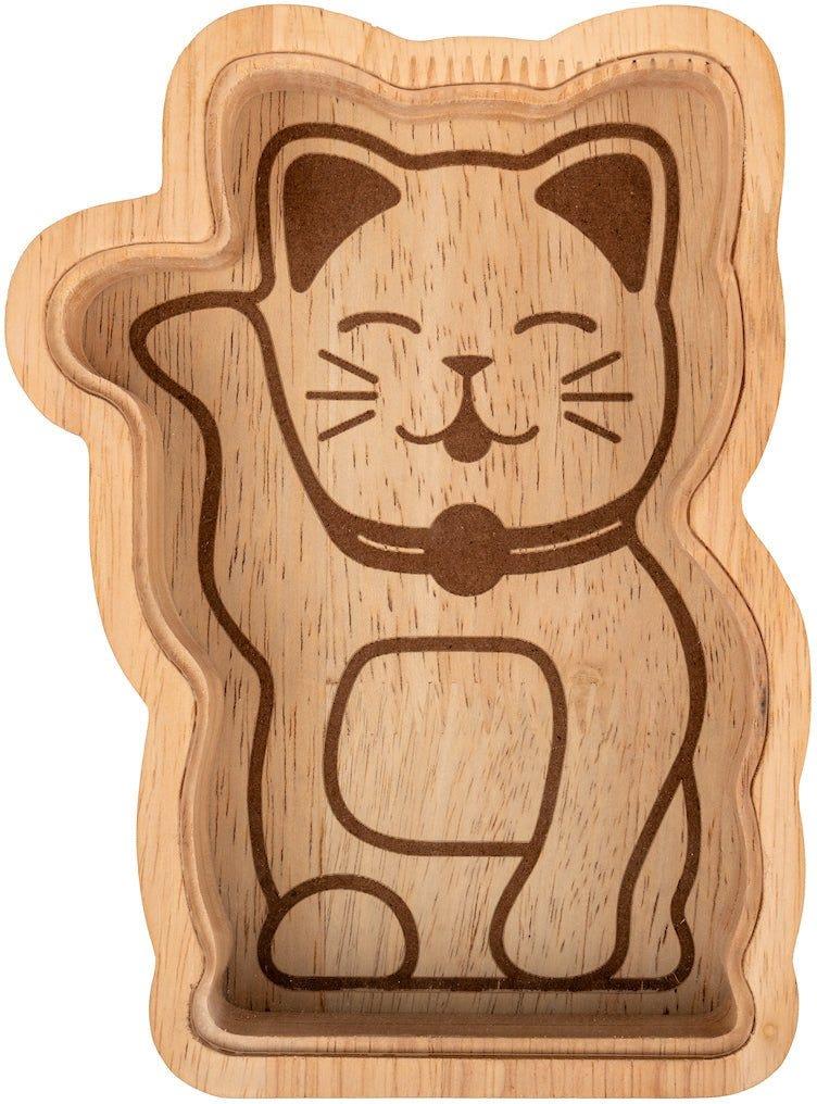 Kikkerland Maneki Neko Luck Cat Şanslı Kedi Ahşap Kumbara