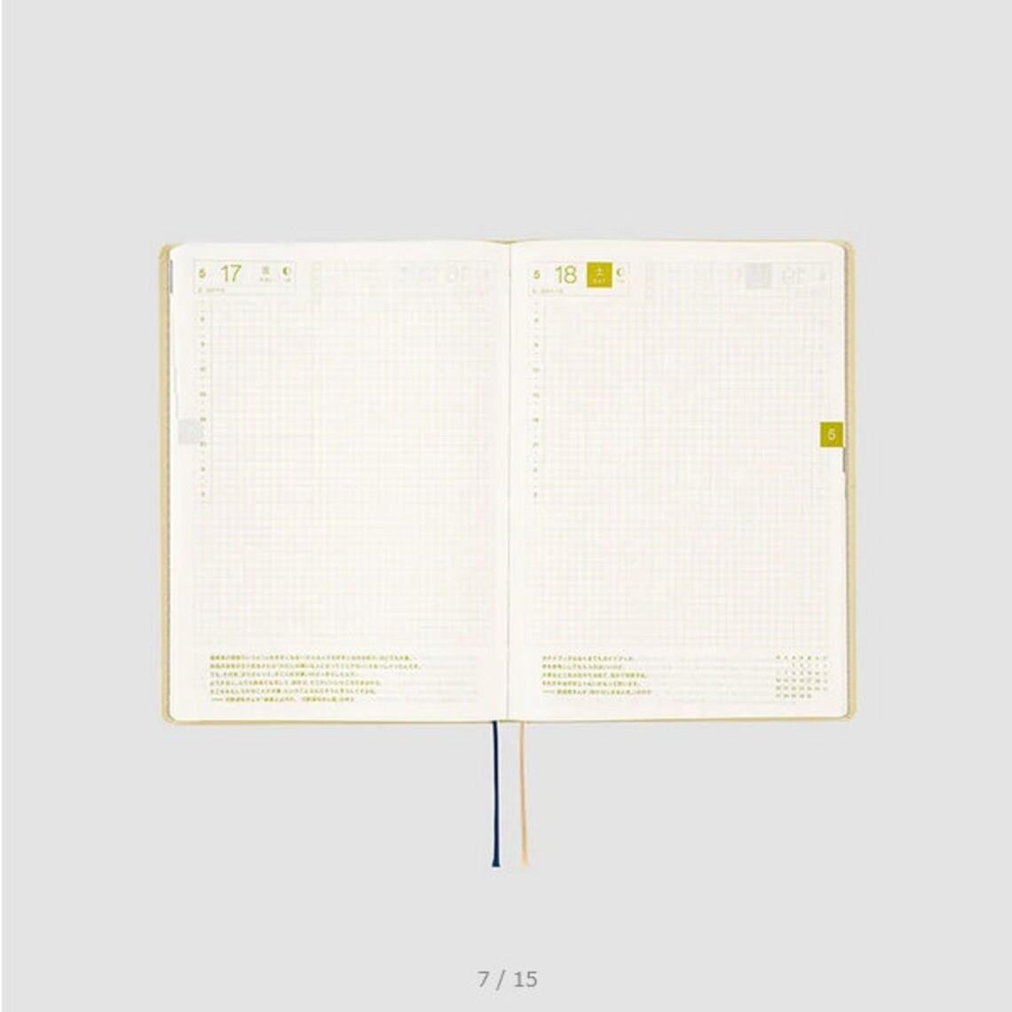 Hobonichi Techo 2024 Slash (Ivory) HON / A5 Size / Daily / Jan start / Mon start - Japanese Edition