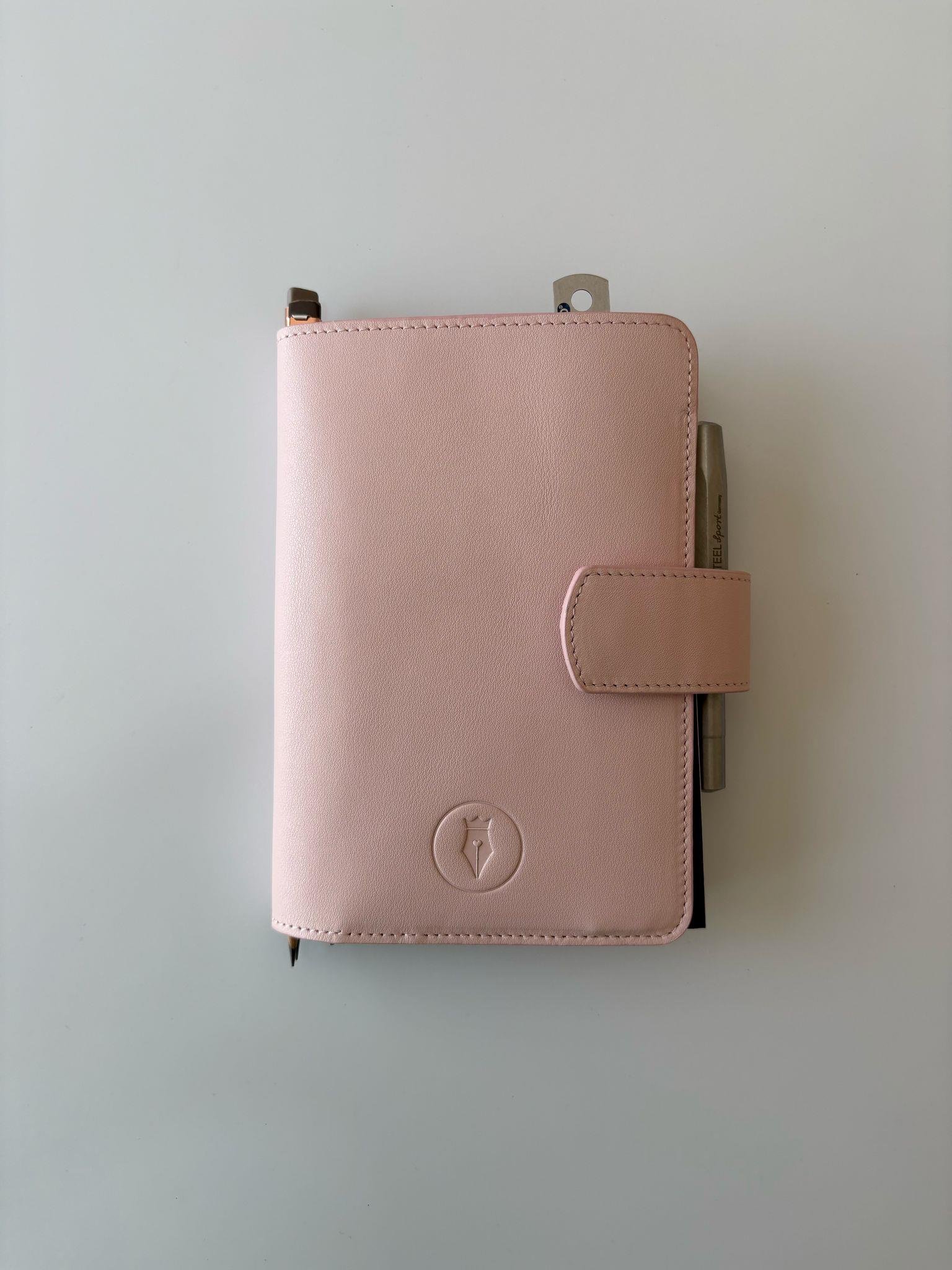 Eng Leather A6 Ebatlı Deri Defter Kılıfı ve Organizer - Baby Pink