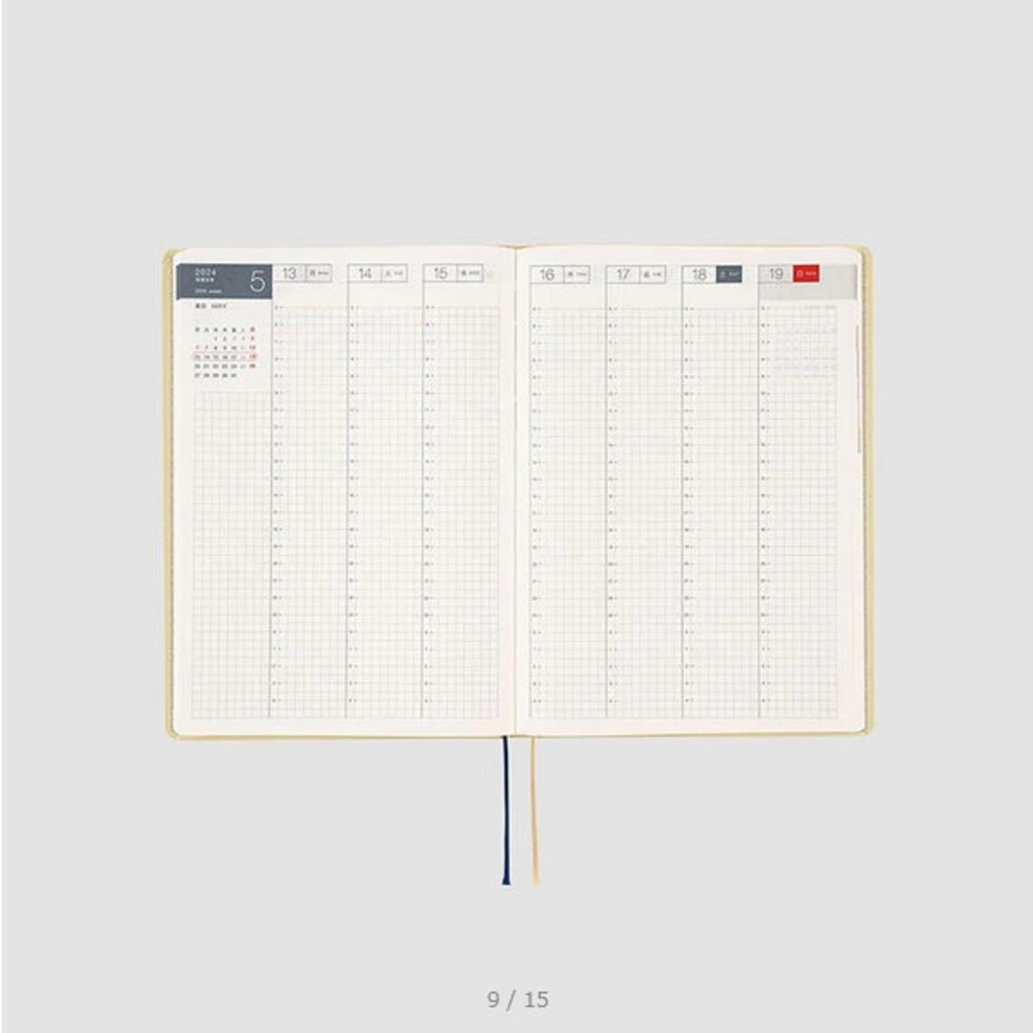 Hobonichi Techo 2024 Slash (Ivory) HON / A5 Size / Daily / Jan start / Mon start - Japanese Edition