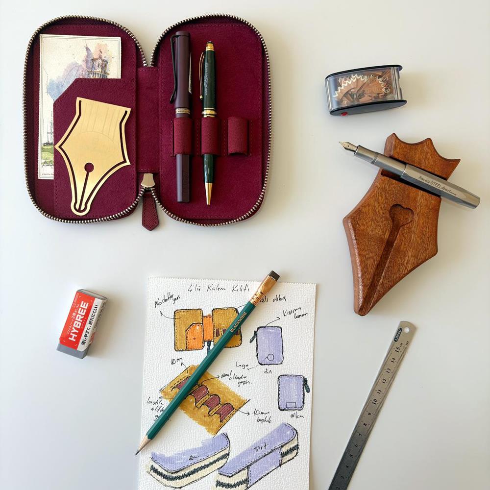 Eng Leather Saffiano Deri Koleksiyonu 3'lü Kalem Çantası Mulberry