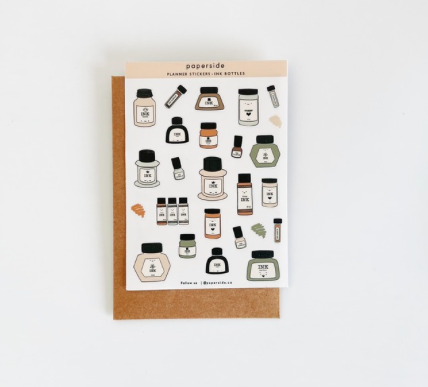 Ink Bottles Transparent Sticker Sheet Seti