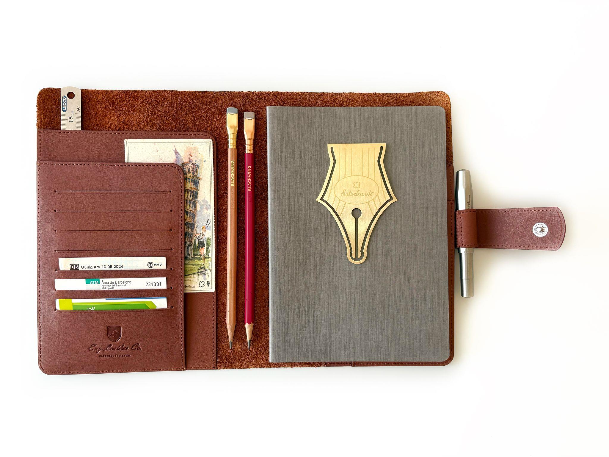 Eng Leather A5 Ebatlı Deri Defter Kılıfı ve Organizer Toffee Brown