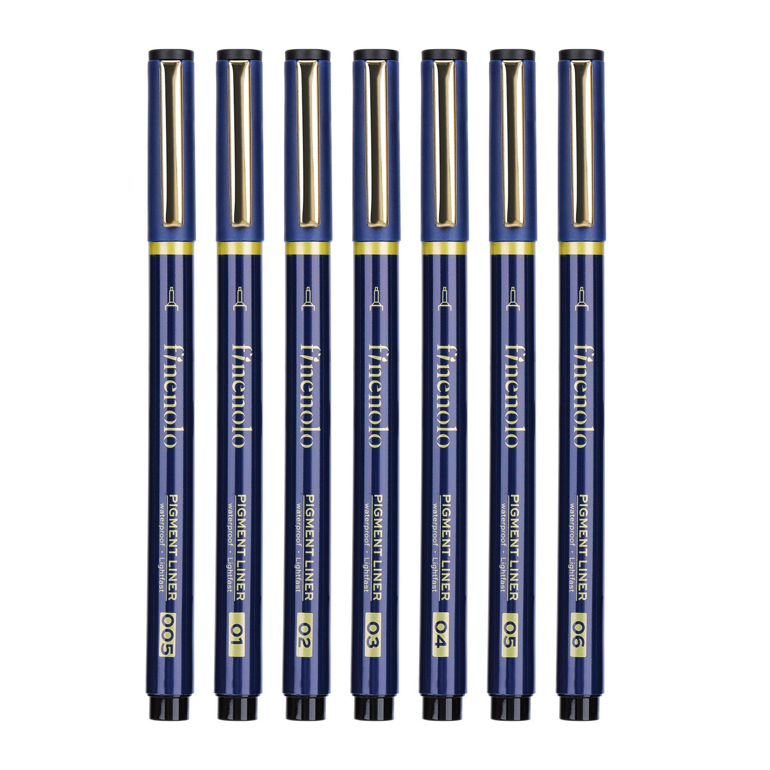 Deli Finenolo EQ909 Pigment Liner 7'li Kalem Seti Siyah Mürekkep 
