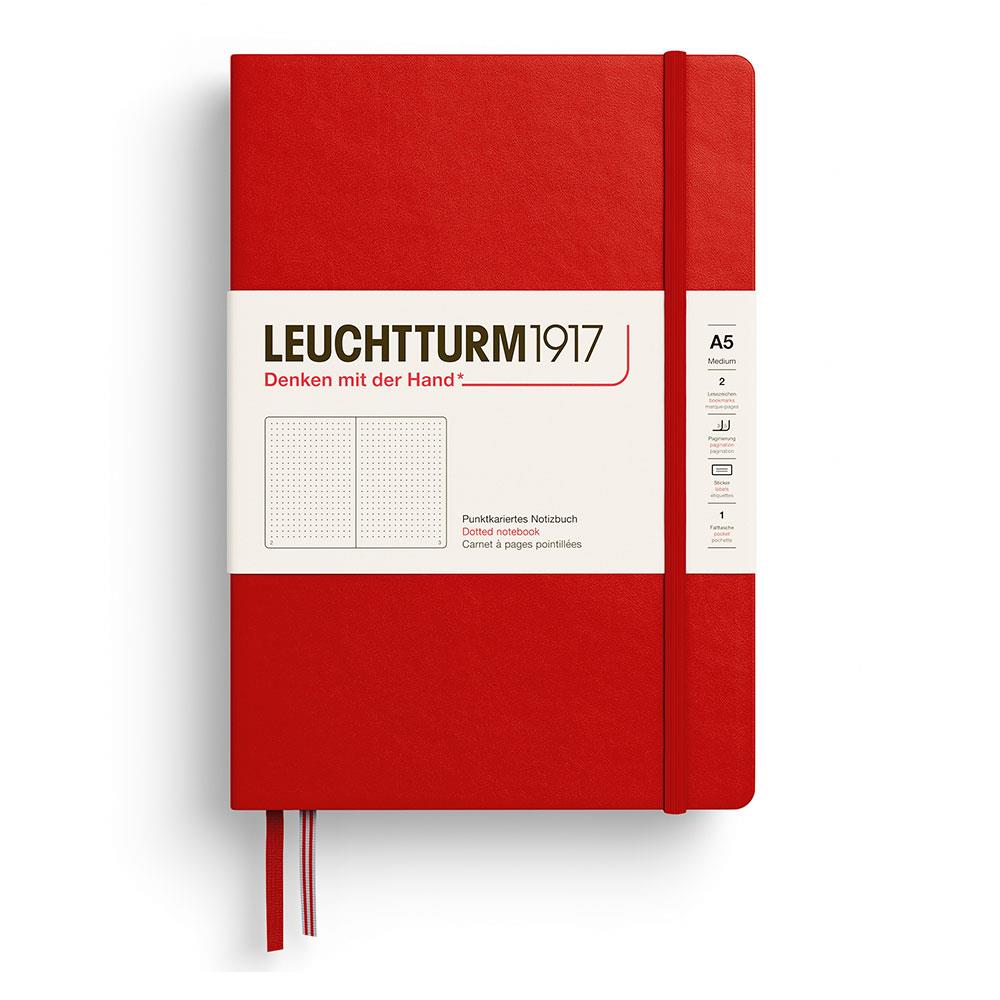 Leuchtturm1917 Not Defteri Orta Boy (A5), Sert Kapak, 251 Numaralandırılmış Sayfa, Noktalı, Kiraz