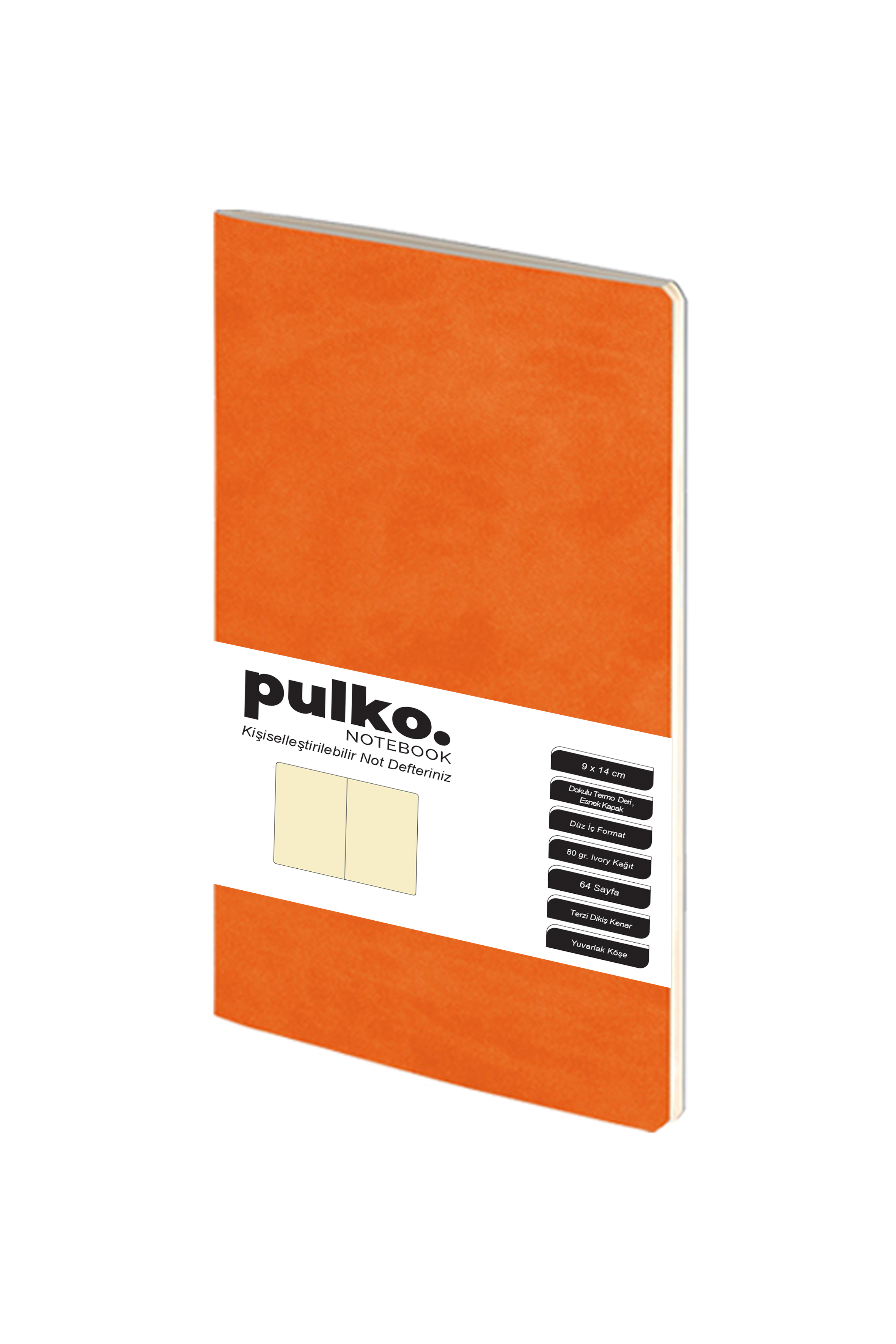 Pulko Terzi Dikiş 9x14 cm Çizgisiz 80 gr Ivory Defter Turuncu